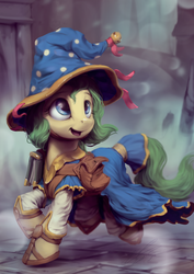 Size: 850x1200 | Tagged: safe, artist:assasinmonkey, oc, oc only, pony, first contact war, cloak, clothes, hat, solo, wizard, wizard hat