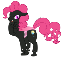 Size: 2000x1809 | Tagged: safe, artist:cloudyrei, pinkie pie, changeling, g4, changelingified, female, pink changeling, pinkling, simple background, solo, species swap, transparent background