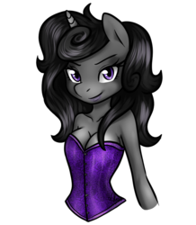 Size: 700x802 | Tagged: safe, artist:lifyen, oc, oc only, oc:ametista blackpetal, anthro, anthro oc, clothes, corset, curly hair, simple background, solo, transparent background