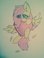 Size: 1552x2046 | Tagged: safe, artist:shadayloronic, fluttershy, g4, female, heart, solo, traditional art