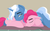 Size: 1280x800 | Tagged: safe, artist:hoverrover, pinkie pie, pokey pierce, earth pony, pony, unicorn, g4, bubble berry, cuddling, eyes closed, floppy ears, gay, half r63 shipping, hooves, horn, lineless, lying down, male, rule 63, ship:pokeyberry, ship:pokeypie, shipping, sleeping, snuggling, stallion, stallion on stallion