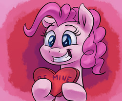 Size: 1200x1000 | Tagged: safe, artist:verulence, pinkie pie, g4, be mine, box of chocolates, colored pupils, cute, diapinkes, ear fluff, female, smiling, solo, valentine, valentine's day