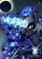 Size: 2480x3507 | Tagged: safe, artist:ell-bro, nightmare moon, g4, eclipse, fangs, female, high res, magic, open mouth, solo, tongue out