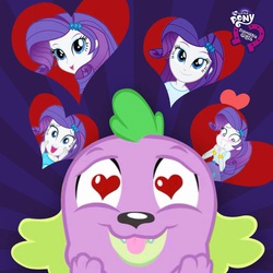 Size: 800x800 | Tagged: safe, rarity, spike, dog, equestria girls, g4, facebook, female, heart eyes, love, male, ship:sparity, shipping, spike the dog, straight, valentine's day, wingding eyes