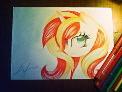 Size: 2048x1536 | Tagged: dead source, safe, artist:thelyuba1211, sunset shimmer, pony, unicorn, g4, female, pencil drawing, solo, traditional art