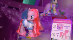 Size: 844x458 | Tagged: safe, coco pommel, pinkie pie, earth pony, pony, g4, doll, fashion style, female, irl, photo, toy, toy fair 2015