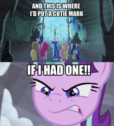 Size: 1280x1420 | Tagged: safe, applejack, fluttershy, pinkie pie, rainbow dash, rarity, starlight glimmer, twilight sparkle, alicorn, pony, g4, the cutie map, cutie mark vault, female, hilarious in hindsight, if i had one, image macro, mare, meme, s5 starlight, the fairly oddparents, twilight sparkle (alicorn)