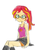 Size: 350x500 | Tagged: safe, artist:baekgup, sunset shimmer, equestria girls, g4, adorkable, belly button, blushing, boots, clothes, cute, dork, female, glasses, meganekko, microskirt, midriff, miniskirt, ponytail, shimmerbetes, shoes, simple background, skirt, sleeveless, solo, sunspecs shimmer, tank top, white background