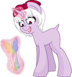 Size: 3050x3274 | Tagged: safe, artist:daydreamsyndrom, oc, oc only, oc:velvet ribbon, pony, unicorn, bow, high res, magic, simple background, solo, transparent background