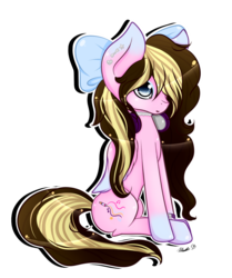 Size: 835x1000 | Tagged: safe, artist:cutieink, oc, oc only, oc:music lines, earth pony, pony, bow, simple background, solo, transparent background