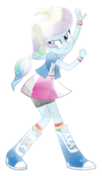 Size: 5000x8566 | Tagged: safe, artist:meteor-spark, rainbow dash, equestria girls, g4, .svg available, absurd resolution, boots, bracelet, clothes, crystallized, female, headband, jewelry, ponytail, simple background, skirt, socks, solo, transparent background, vector, wristband
