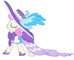 Size: 6600x5300 | Tagged: safe, artist:sofunnyguy, twinkleshine, g4, sweet and elite, absurd resolution, clothes, dress, eyes closed, female, frown, hat, nose wrinkle, simple background, solo, transparent background, vector, walking