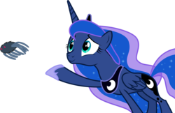 Size: 9272x5996 | Tagged: safe, artist:schmuzart, princess luna, alicorn, pony, spider, g4, absurd resolution, cute, female, mare, simple background, smiling, solo, throwing, toss, transparent background, vector