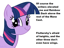 Size: 748x557 | Tagged: safe, twilight sparkle, g4, exploitable meme, faic, image macro, literal, meme, pun, twiface, wings