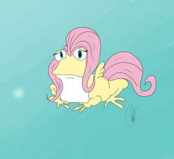 Size: 1080x990 | Tagged: safe, fluttershy, frog, g4, female, frogified, signature, solo