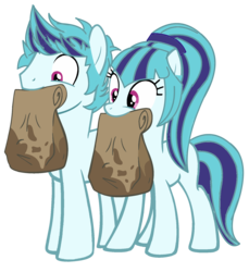 Size: 1668x1820 | Tagged: safe, artist:serennarae, sonata dusk, earth pony, pony, g4, duo, grease, implied tacos, mouth hold, my little colt, paper bag, ponified, rule 63, scherzo lesto, scherzotaco, self ponidox, simple background, sonataco, taco tuesday, that boy sure does love tacos, that girl sure loves tacos, that pony sure does love tacos, that siren sure does love tacos, transparent background, vector