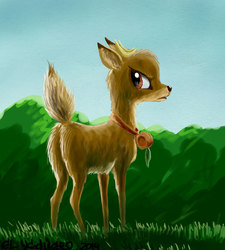 Size: 720x800 | Tagged: safe, artist:el-yeguero, bramble, deer, g4, butt, looking at you, looking back, looking back at you, male, plot, solo