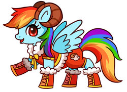 Size: 900x655 | Tagged: safe, artist:kongyi, rainbow dash, g4, clothes, costume, female, horns, solo, year of the sheep