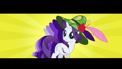 Size: 1600x900 | Tagged: safe, screencap, rarity, g4, a-team, camouflage, feather, female, flower, hat, rose, solo