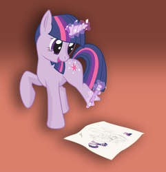 Size: 1440x1491 | Tagged: safe, artist:squiby-327, twilight sparkle, g4, drawing, female, magic, pencil, solo