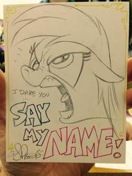Size: 452x603 | Tagged: safe, artist:andypriceart, derpy hooves, pegasus, pony, g4, andy you magnificent bastard, breaking bad, female, mare, that one nameless background pony we all know and love, traditional art