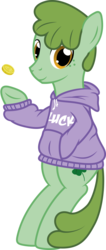 Size: 6000x14130 | Tagged: safe, artist:wewius, oc, oc only, oc:cloverleaf, earth pony, pony, absurd resolution, clothes, coin, hoodie, solo