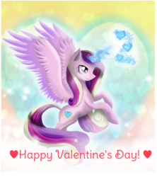 Size: 800x900 | Tagged: safe, artist:chanceyb, princess cadance, alicorn, pony, g4, female, flying, heart, love, magic, solo, valentine's day