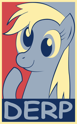 Size: 1005x1618 | Tagged: dead source, safe, artist:equestria-election, derpy hooves, pegasus, pony, g4, artifact, derp, female, hope poster, mare, solo