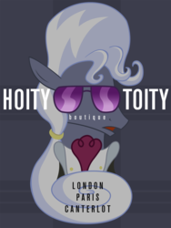 Size: 1000x1327 | Tagged: dead source, safe, artist:equestria-election, hoity toity, g4, boutique, male, poster, solo, stallion