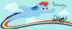 Size: 1000x408 | Tagged: dead source, safe, artist:equestria-election, rainbow dash, g4, female, flying, request, solo