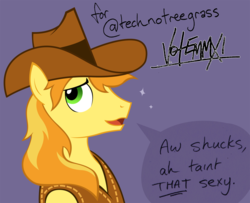 Size: 1000x810 | Tagged: dead source, safe, artist:equestria-election, braeburn, earth pony, pony, g4, accent, blatant lies, braebetes, cute, dialogue, i'm not cute, looking at you, male, request, solo, speech bubble, stallion, talking to viewer