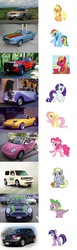 Size: 493x1600 | Tagged: artist needed, safe, edit, edited screencap, screencap, applejack, big macintosh, derpy hooves, fluttershy, pinkie pie, rainbow dash, rarity, spike, twilight sparkle, earth pony, pony, friendship is magic, g4, artifact, car, chrysler, chrysler pt cruiser, ford, ford f-150, ford mustang, male, mane seven, mane six, mazda, mazda mx5, mini cooper, nissan, nissan cube, photo, rolls-royce, rolls-royce phantom, stallion, stock vector, subaru, volkswagen, volkswagen beetle