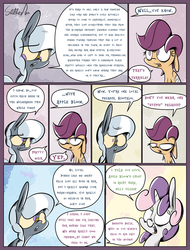 Size: 1235x1625 | Tagged: safe, artist:slitherpon, diamond tiara, scootaloo, silver spoon, sweetie belle, pegasus, pony, unicorn, moody mark crusaders, g4, alternate universe, bandage, comic, female, filly, foal
