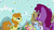 Size: 640x360 | Tagged: safe, screencap, berry punch, berryshine, carrot top, cherry berry, daisy, flower wishes, golden harvest, linky, shoeshine, earth pony, parasprite, pony, g4, swarm of the century, background pony, female, looking up, mare, swarm