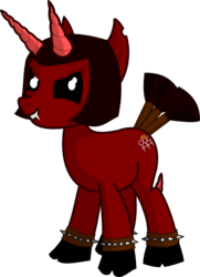 Size: 552x762 | Tagged: artist needed, safe, oc, oc only, bicorn, bracelet, cloven hooves, horn, multiple horns, spiked wristband