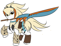 Size: 800x600 | Tagged: safe, artist:kloudmutt, pony, monster hunter, ponified, solo, sword, weapon