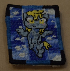 Size: 500x504 | Tagged: safe, artist:mabu, derpy hooves, pegasus, pony, g4, craft, cross stitch, embroidery, female, flying, mare, needlepoint, stitches, traditional art