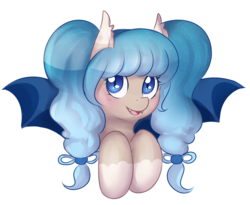 Size: 3000x2458 | Tagged: safe, artist:askbubblelee, oc, oc only, oc:glimmer palette, bat pony, pony, high res, simple background, smiling, solo, transparent background