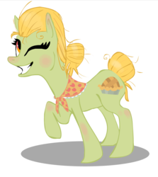 Size: 867x970 | Tagged: safe, artist:dilemarex, granny smith, earth pony, pony, g4, female, grin, mare, one eye closed, raised hoof, simple background, smiling, solo, transparent background, wink, younger