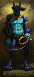 Size: 800x1774 | Tagged: safe, artist:arainmorn, ahuizotl, anthro, g4, abs, jewelry, loincloth, male, muscles, ring, solo, stupid sexy ahuizotl