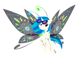 Size: 3600x3000 | Tagged: safe, artist:fuyusfox, dj pon-3, vinyl scratch, breezie, pony, g4, breeziefied, colored wings, female, gradient wings, high res, solo, sparkly wings, species swap, wings