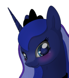 Size: 415x465 | Tagged: safe, artist:allyster-black, princess luna, g4, blushing, female, simple background, smiling, solo, transparent background