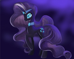 Size: 1279x1019 | Tagged: safe, artist:marcylin1023, nightmare rarity, pony, unicorn, g4, female, raised hoof, solo