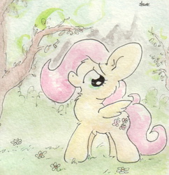 Size: 656x679 | Tagged: safe, artist:slightlyshade, fluttershy, g4, female, solo, traditional art