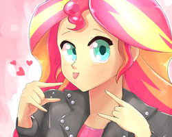 Size: 1280x1024 | Tagged: safe, artist:frankier77, sunset shimmer, equestria girls, g4, cute, female, solo, tongue out