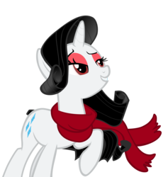 Size: 5000x5264 | Tagged: safe, artist:crimson, rarity, vampire, g4, absurd resolution, black hair, clothes, cutie mark, fangs, female, recolor, red eyes, scarf, simple background, solo, transparent background, vector