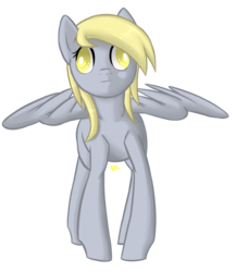 Size: 1640x1893 | Tagged: safe, artist:doomcakes, derpy hooves, pegasus, pony, g4, female, mare, solo, spread wings, stare