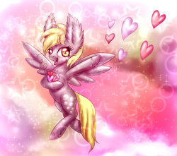 Size: 1546x1366 | Tagged: safe, artist:9de-light6, derpy hooves, pegasus, pony, g4, ear fluff, female, heart, mare, solo, unshorn fetlocks