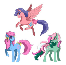 Size: 1629x1612 | Tagged: safe, artist:sugarcup, bow tie (g1), firefly, fizzy, g1