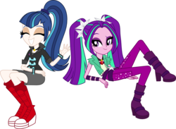 Size: 800x585 | Tagged: safe, artist:alkonium, artist:givralix, aria blaze, shining armor, sonata dusk, equestria girls, g4, clothes swap, duo, gleaming shield, palette swap, rule 63, shining sonata, simple background, transparent background, vector